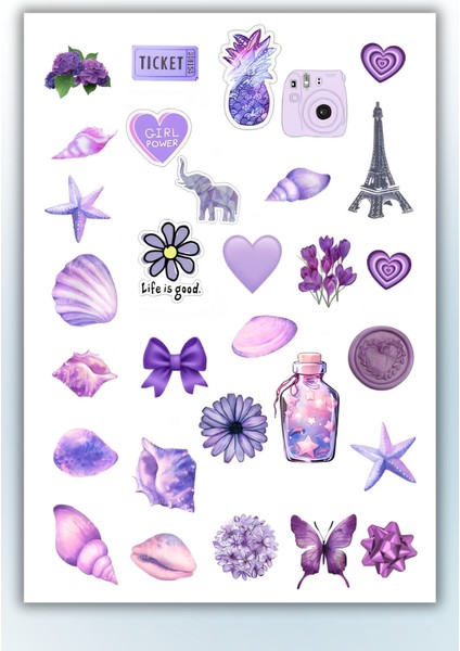 Mor Temalı 3 Lü Sticker Planner Ajanda Bullet Journal Için Uygun Set indirimleri