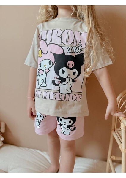 Wikiboom Kuromi T-Shirt Şort Kız Takımı %100 Pamuklu fırsatları