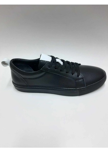 Deri Bağcıklı Siyah Günlük Hafif Sneaker Yazlık Erkek Ayakkabı C-810405VTTO