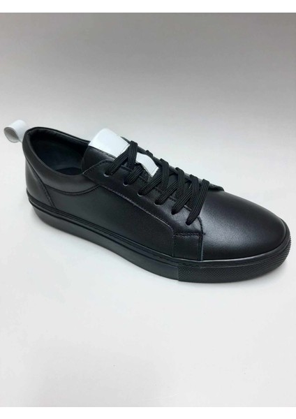 Deri Bağcıklı Siyah Günlük Hafif Sneaker Yazlık Erkek Ayakkabı C-810405VTTO