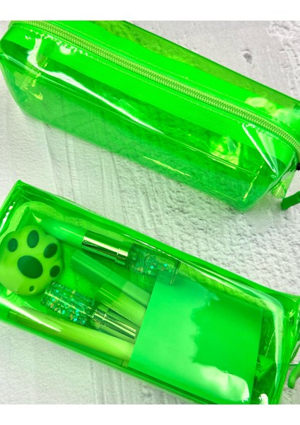 Yeşil Şeffaf Xl Çok Amaçlı Kalem Kutusu Makyaj Çantası Kalemlik modelleri