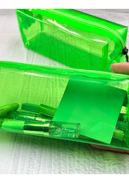 Yeşil Şeffaf Xl Çok Amaçlı Kalem Kutusu Makyaj Çantası Kalemlik indirimleri