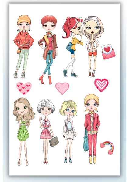 Genç Kız Temalı 2 Li Set Sticker Planner Ajanda Bullet Journal Için Uygun modelleri