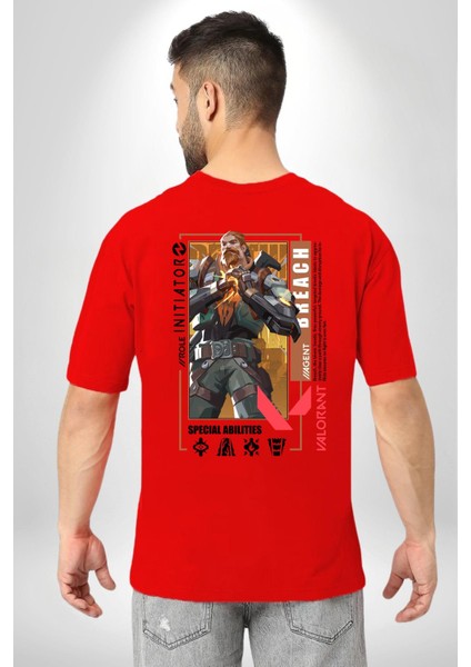 Breach Öncü Karakter Kadın Erkek Ön Minimal Sırt Baskılı Kırmızı Pamuklu Tişört fiyatları