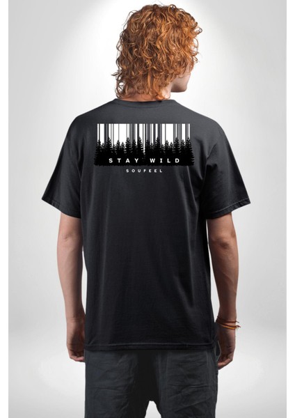 Vahşi Kal Karanlık Ormanlar Kadın Erkek Ön Minimal Sırt Baskılı Siyah Pamuklu Tişört fiyatları