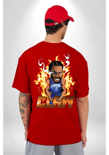 Kawhi Leonard Basketbol Yıldızı Kadın Erkek Ön Minimal Sırt Baskılı Kırmızı Pamuklu Tişört fiyatları