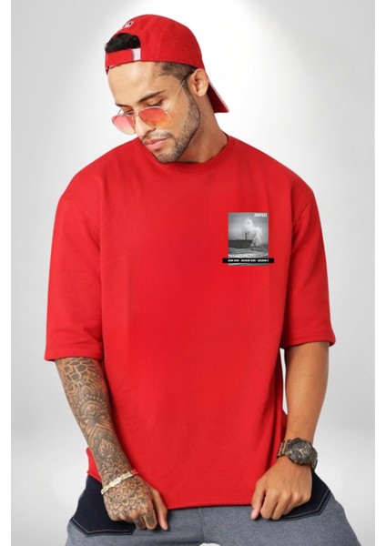 Denizkıran Gemi Haberleri Kadın Erkek Ön Minimal Sırt Baskılı Kırmızı Pamuklu Tişört modelleri