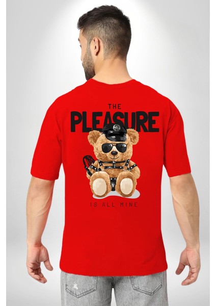 Polis Tatlı Oyuncak Ayı Kadın Erkek Ön Minimal Sırt Baskılı Kırmızı Pamuklu Tişört fiyatları