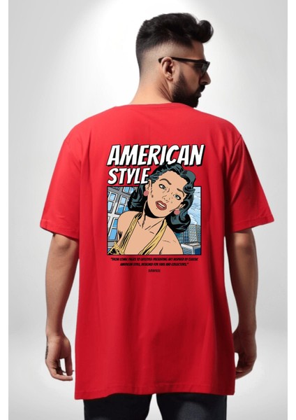 Amerikan Tarzı Tatlı Kadın Kadın Erkek Ön Minimal Sırt Baskılı Kırmızı Pamuklu Tişört fiyatları