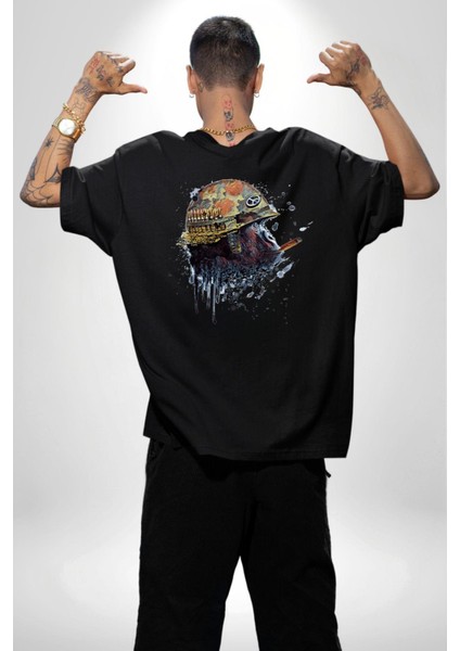 Barış Savaşçısı Goril Kadın Erkek Ön Minimal Sırt Baskılı Siyah Pamuklu Tişört fırsatları