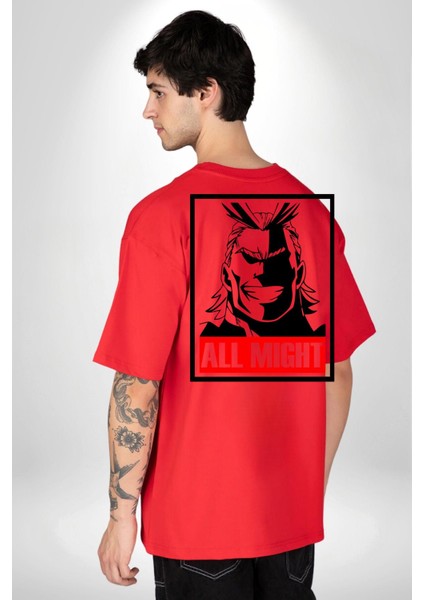 Her Şey Mümkün Justice Academy Kadın Erkek Ön Minimal Sırt Baskılı Kırmızı Pamuklu Tişört fiyatları