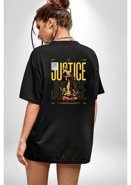 Adalet Doğru Olan Sokak Tarzı Kadın Erkek Ön Minimal Sırt Baskılı Siyah Pamuklu Tişört fiyatları
