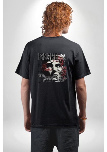 Boş Hissetmek Yunan Heykeli Kadın Erkek Ön Minimal Sırt Baskılı Siyah Pamuklu Tişört fiyatları