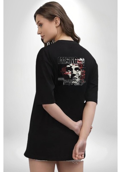 Boş Hissetmek Yunan Heykeli Kadın Erkek Ön Minimal Sırt Baskılı Siyah Pamuklu Tişört indirimleri