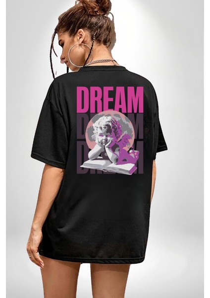 Bebek Rüyası Dünya Kitap Kadın Erkek Ön Minimal Sırt Baskılı Siyah Pamuklu Tişört fiyatları