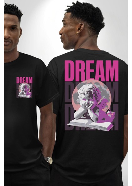 Bebek Rüyası Dünya Kitap Kadın Erkek Ön Minimal Sırt Baskılı Siyah Pamuklu Tişört fırsatları