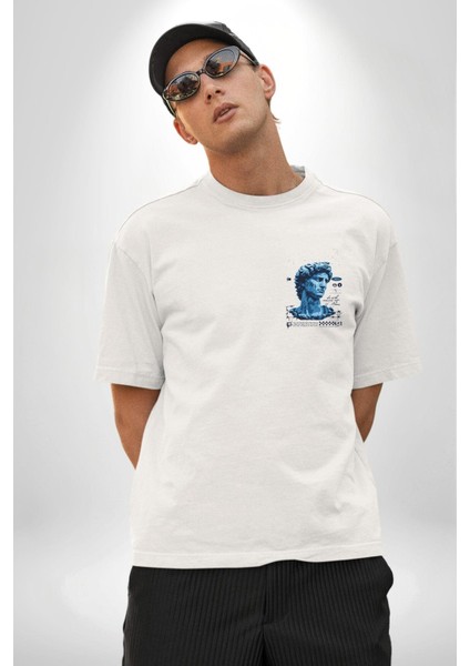 Zihniyet Yunan Yakışıklı Insan Kadın Erkek Ön Minimal Sırt Baskılı Beyaz Pamuklu Tişört modelleri