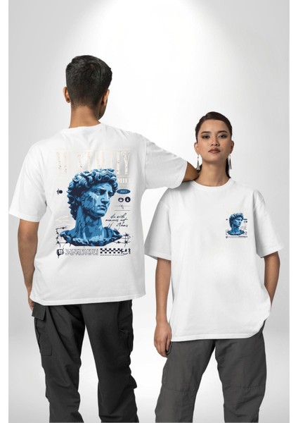 Zihniyet Yunan Yakışıklı Insan Kadın Erkek Ön Minimal Sırt Baskılı Beyaz Pamuklu Tişört fırsatları