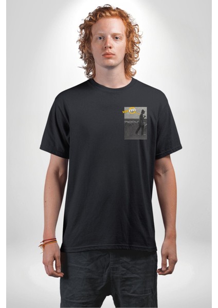 Modern Sanat Çoban Tasarımı Kadın Erkek Ön Minimal Sırt Baskılı Siyah Pamuklu Tişört modelleri