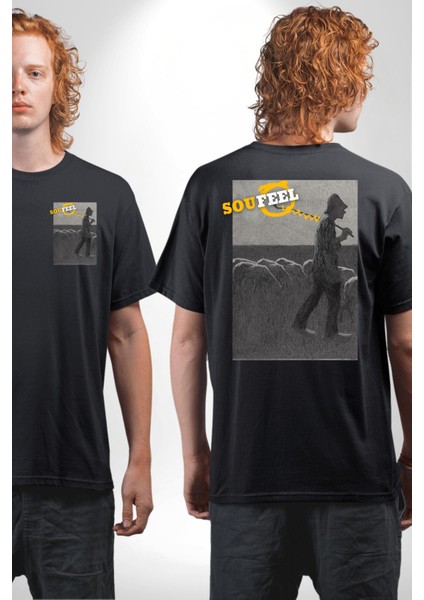 Modern Sanat Çoban Tasarımı Kadın Erkek Ön Minimal Sırt Baskılı Siyah Pamuklu Tişört fırsatları