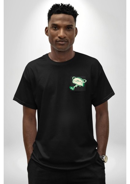 Sokak Tarzı Tako Modern Tasarım Kadın Erkek Ön Minimal Sırt Baskılı Siyah Pamuklu Tişört modelleri