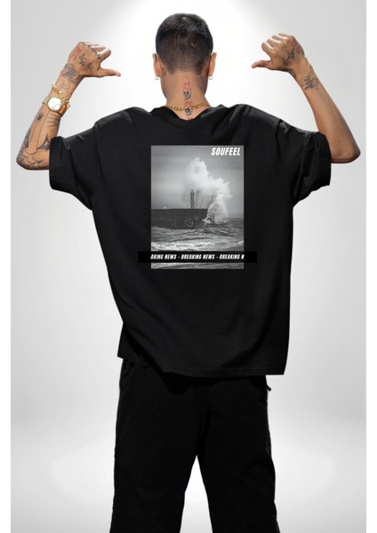 Denizkıran Gemi Haberleri Kadın Erkek Ön Minimal Sırt Baskılı Siyah Pamuklu Tişört fiyatları