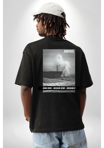 Denizkıran Gemi Haberleri Kadın Erkek Ön Minimal Sırt Baskılı Siyah Pamuklu Tişört indirimleri