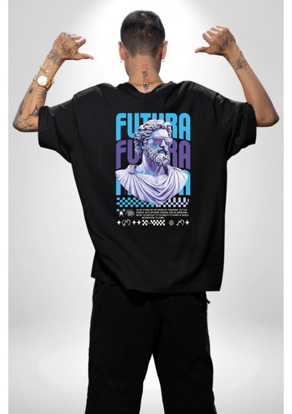 Gelecek Partici Poseidon Yunan Tanrısı Kadın Erkek Ön Minimal Sırt Baskılı Siyah Pamuklu Tişört fiyatları