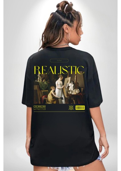 Realistik Orta Çağ Sanatçıları Kadın Erkek Ön Minimal Sırt Baskılı Siyah Pamuklu Tişört fiyatları