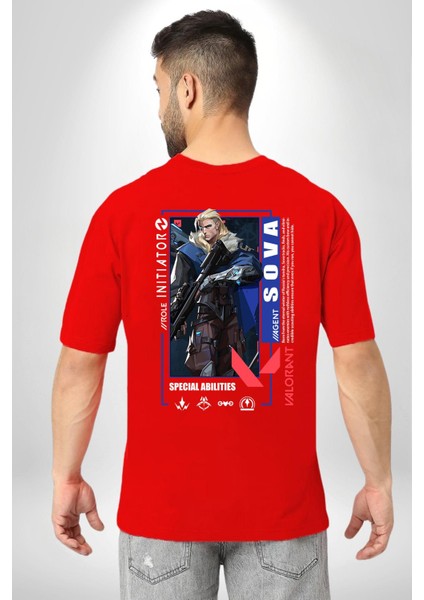 Sova Öncü Karakter Kadın Erkek Ön Minimal Sırt Baskılı Kırmızı Pamuklu Tişört indirimleri