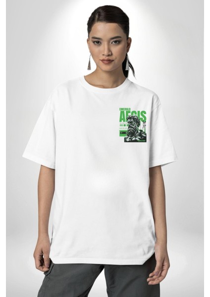 Kralın Zümrütü Yunan Kralı Kadın Erkek Ön Minimal Sırt Baskılı Beyaz Pamuklu Tişört modelleri