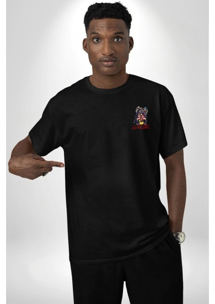 Gorillaz Anime Müzik Grubu Punk Kadın Erkek Ön Minimal Sırt Baskılı Siyah Pamuklu Tişört modelleri