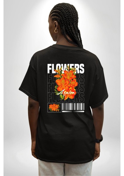 Çiçekler Nezaket Sokak Tarzı Kadın Erkek Ön Minimal Sırt Baskılı Siyah Pamuklu Tişört fiyatları