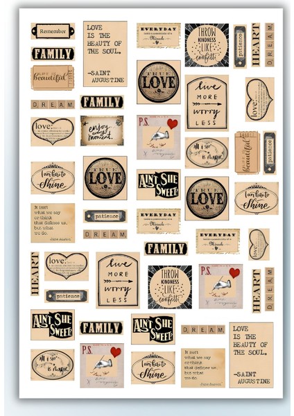 Vintage Temalı Sticker Planner Ajanda Bullet Journal Için Uygun