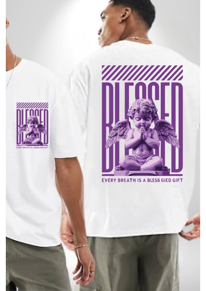 Bebek Roma Antik Heykel Her Nefes Kadın Erkek Ön Minimal Sırt Baskılı Beyaz Pamuklu Tişört