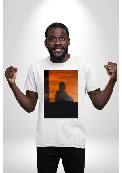 Yaz Akşamı Retro Tarz Kadın Erkek Ön Baskılı Beyaz Pamuklu Tişört Penye Klasik