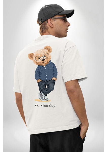 Bay Iyi Oyuncak Ayı Kadın Erkek Ön Minimal Sırt Baskılı Beyaz Pamuklu Tişört fiyatları