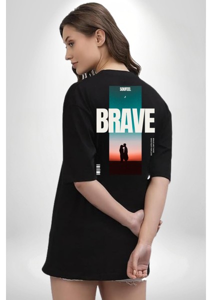 Cesur Aşıklar Night Vibe Kadın Erkek Ön Minimal Sırt Baskılı Siyah Pamuklu Tişört fiyatları