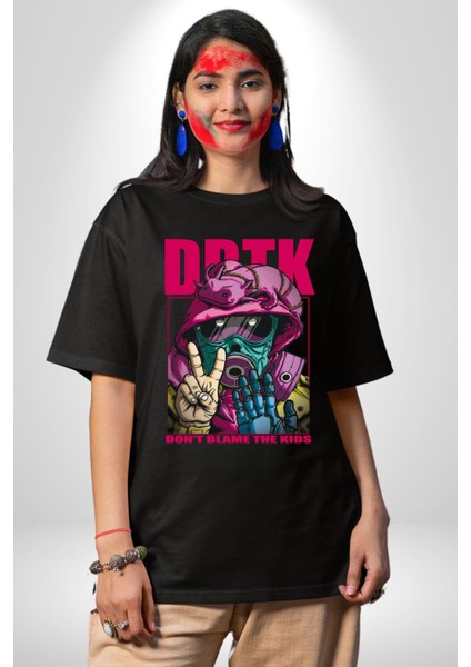 Çocukları Suçlama Maskeli Adam Kadın Erkek Ön Baskılı Siyah Pamuklu Tişört Penye Klasik fırsatları