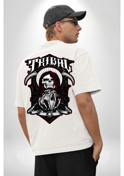 Dünyayı Tutan Kahin Iskelet Adam Kadın Erkek Ön Minimal Sırt Baskılı Beyaz Pamuklu Tişört fiyatları