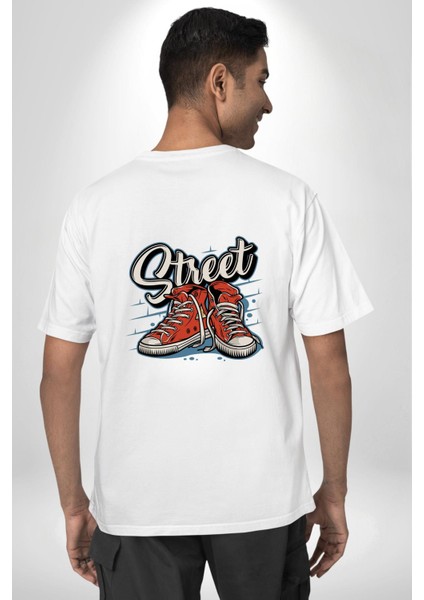 Sokak Tarzı Tarz Ayakkabı Kadın Erkek Ön Minimal Sırt Baskılı Beyaz Pamuklu Tişört fiyatları