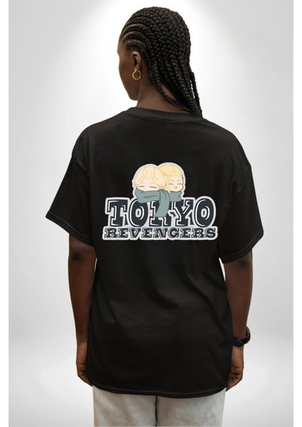 Tokyo Revengers Anime Karakterleri Kadın Erkek Ön Minimal Sırt Baskılı Siyah Pamuklu Tişört fiyatları