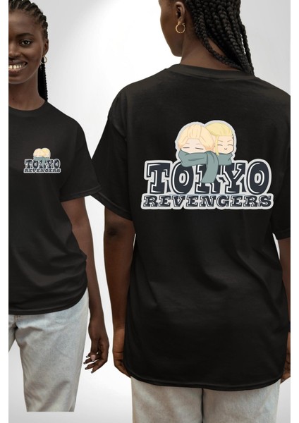 Tokyo Revengers Anime Karakterleri Kadın Erkek Ön Minimal Sırt Baskılı Siyah Pamuklu Tişört fırsatları