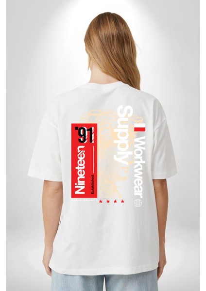 Iş Paris Fransa Ondokuz Sokak Tarzı Kadın Erkek Ön Minimal Sırt Baskılı Beyaz Pamuklu Tişört fiyatları