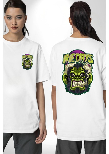 Zombi Dehşet Günleri Kadın Erkek Ön Minimal Sırt Baskılı Beyaz Pamuklu Tişört fırsatları