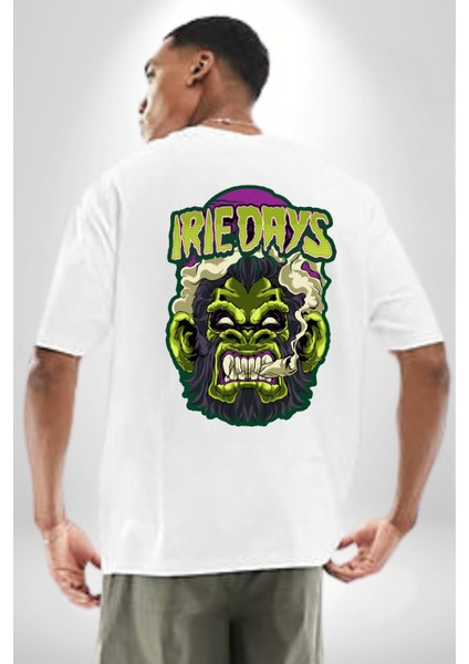 Zombi Dehşet Günleri Kadın Erkek Ön Minimal Sırt Baskılı Beyaz Pamuklu Tişört indirimleri