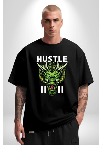 Çin Motifli Havalı Ejderha Kadın Erkek Ön Baskılı Siyah Pamuklu Tişört Penye Klasik fiyatları