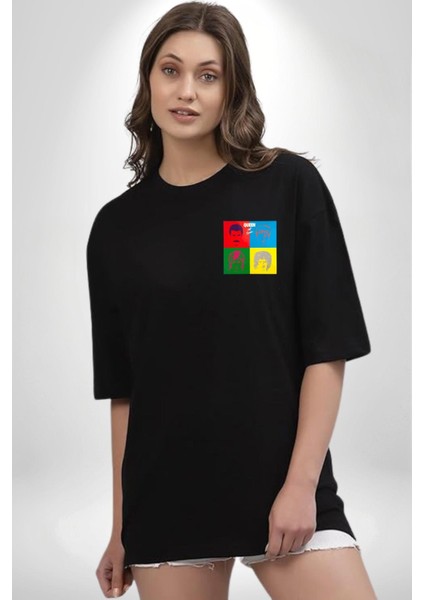 Queen Bohemian Rhapsody Efsane Rock Kadın Erkek Ön Minimal Sırt Baskılı Siyah Pamuklu Tişört modelleri