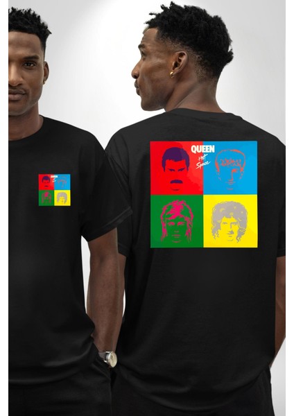 Queen Bohemian Rhapsody Efsane Rock Kadın Erkek Ön Minimal Sırt Baskılı Siyah Pamuklu Tişört fırsatları