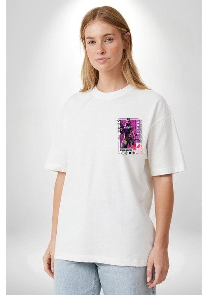 Reyna Düellocu Karakter Kadın Erkek Ön Minimal Sırt Baskılı Beyaz Pamuklu Tişört modelleri